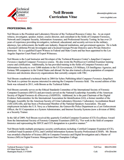 CV for Neil Broom Expert Witness in Computer Forensics Investigations in Lubbock